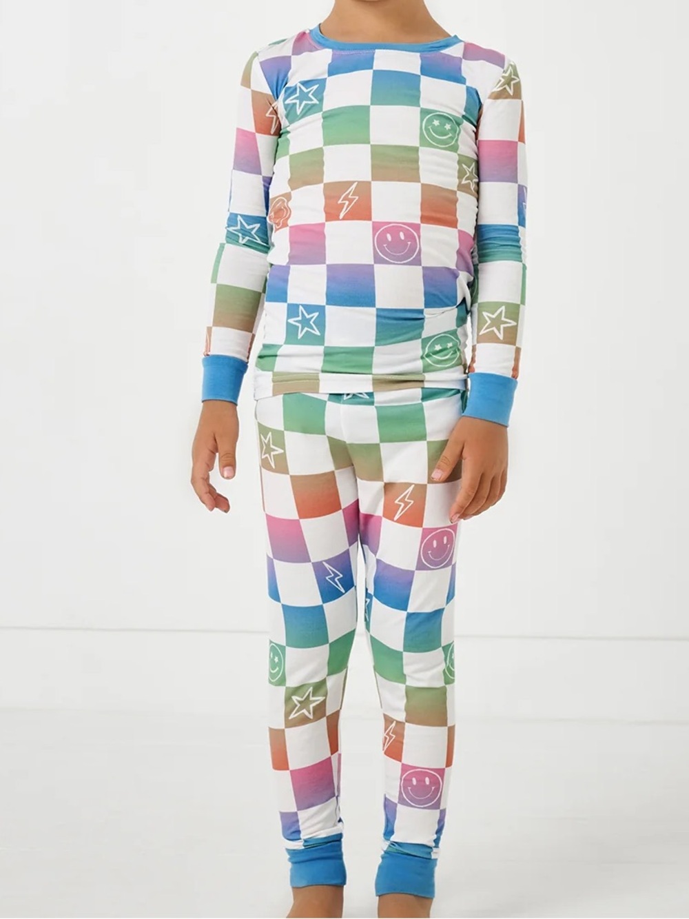 Little Sleepies Pastel Checkerboard Long Sleeve Pajama Set